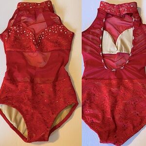 Sparkling Red and Gold Kids Dance Costume
